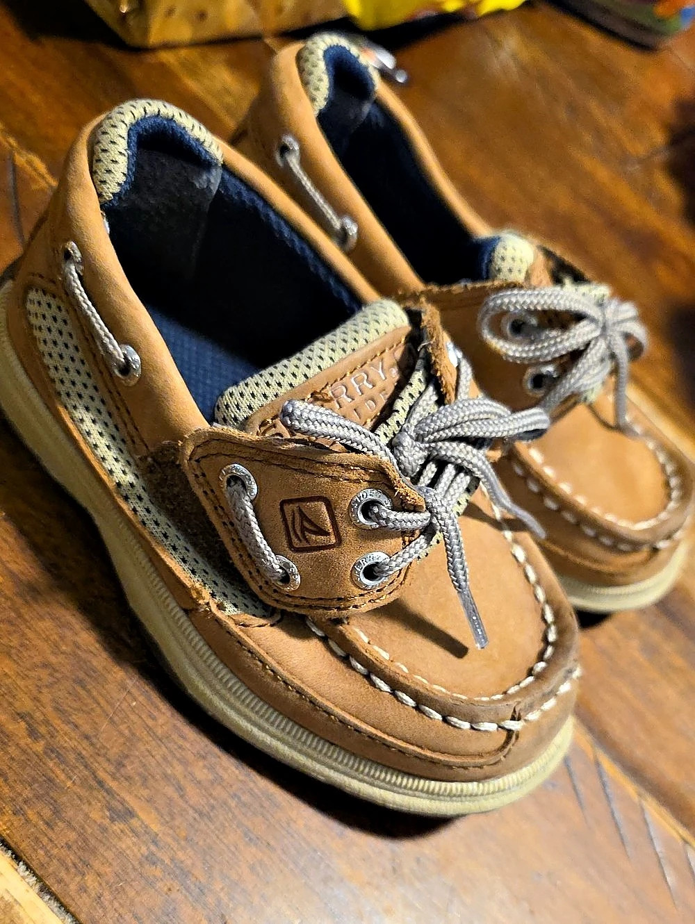 Sperry Lanyard A/C Boys US 7M Brown Leather Boat Shoes